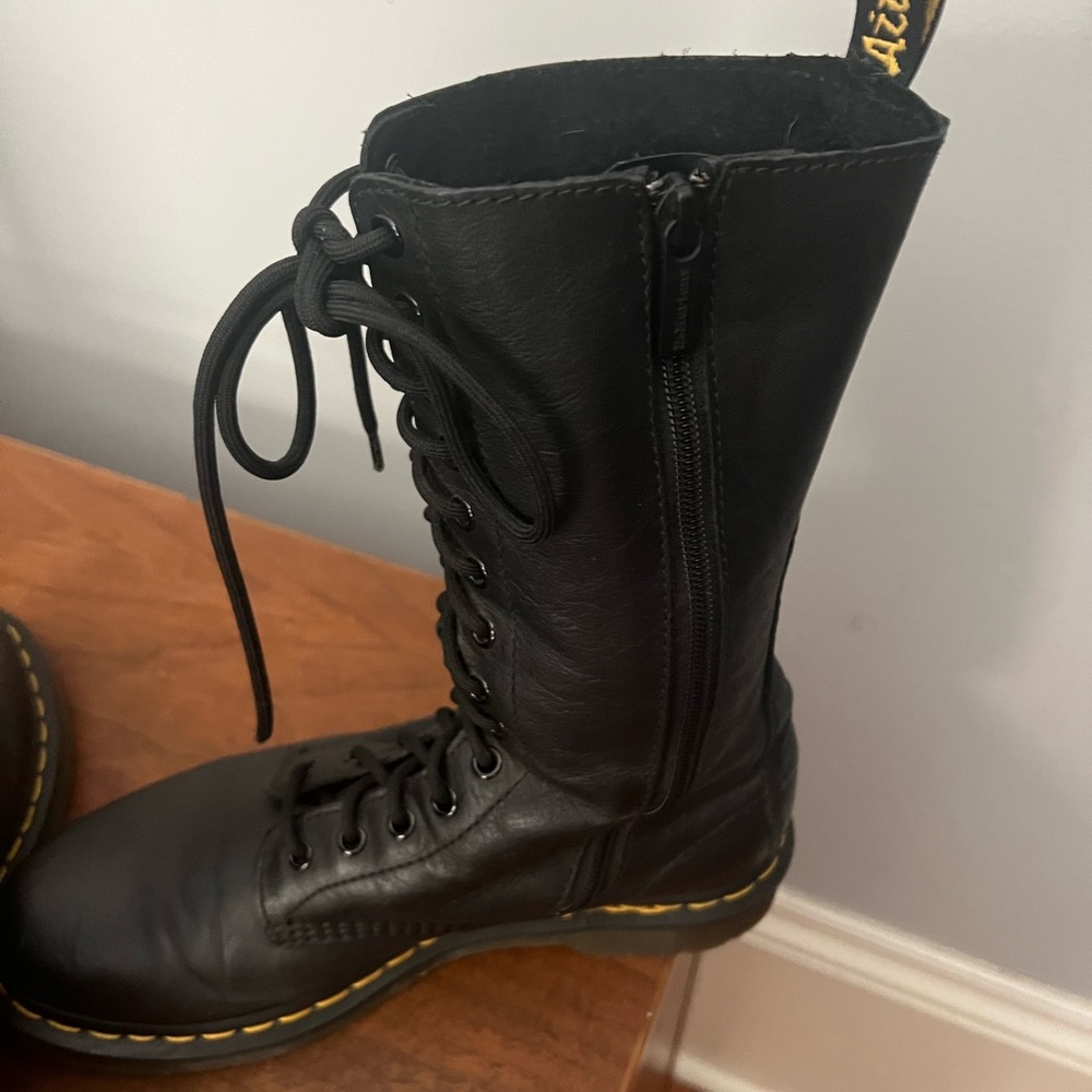 Doc Martens Black Leather Lace-Up Boots - Picture 4 of 7